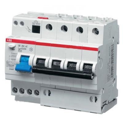 Дифференциальный автомат  4П  16А   30мА  ABB  DS204  характеристика С  тип АС  6 модулей 2CSR254001R1164